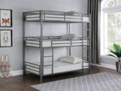 Maynard Metal Triple Twin Bunk Bed Gunmetal