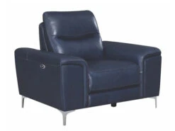Alejah Blue Leather Power Recliner
