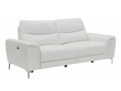 Alejah White Leather Power Recliner Sofa