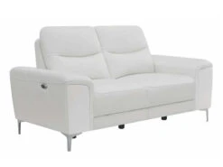 Alejah White Leather Power Recliner Loveseat