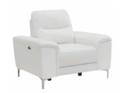 Alejah White Leather Power Recliner