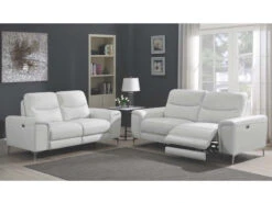 Alejah White Leather Power Recliner 2 Pcs Set