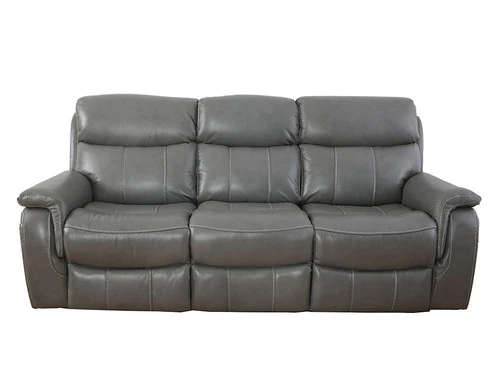 Larisa Grey Leather Dual Power Recliner Sofa