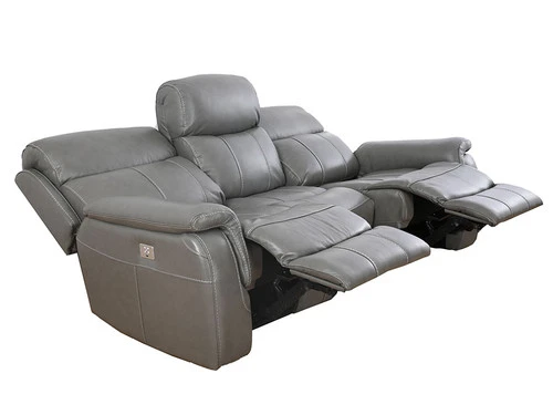 Larisa Grey Leather Dual Power Recliner Sofa - Image 3