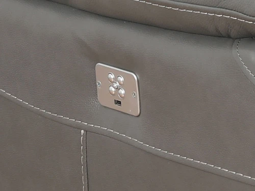 Larisa Grey Leather Dual Power Recliner Sofa - Image 5