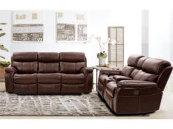 Larisa Brown Leather Dual Power Recliner 2 Pcs Set