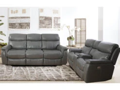 Larisa Grey Leather Dual Power Recliner 2 Pcs Set