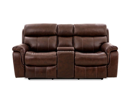 Larisa Brown Leather Dual Power Recliner Loveseat