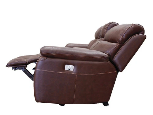 Larisa Brown Leather Dual Power Recliner Loveseat - Image 6