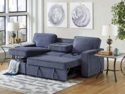 Belen Navy Left Chaise Sleeper Sectional