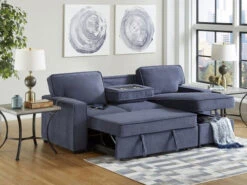 Belen Navy Right Chaise Sleeper Sectional