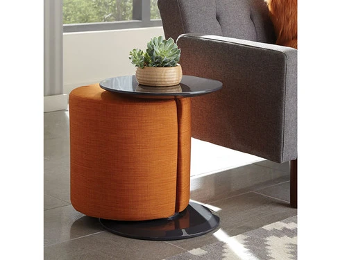 Kier Orange Accent Table Ottoman - Image 3