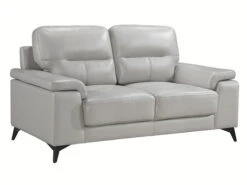 Seth Silver Gray Leather Match Loveseat