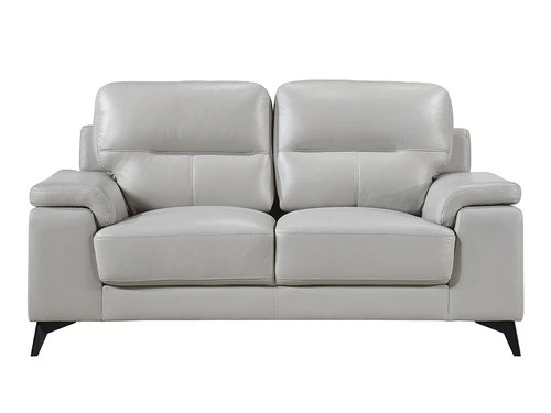 Seth Silver Gray Leather Match Loveseat - Image 2
