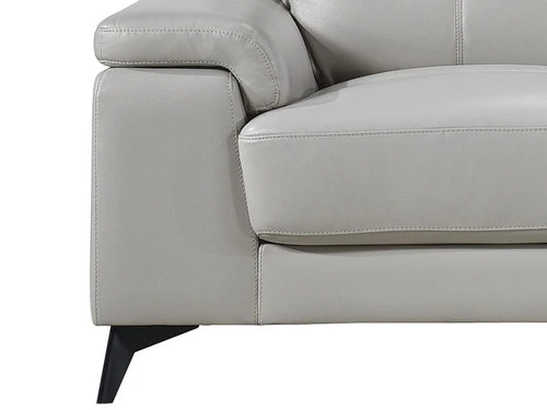 Seth Silver Gray Leather Match Loveseat - Image 3