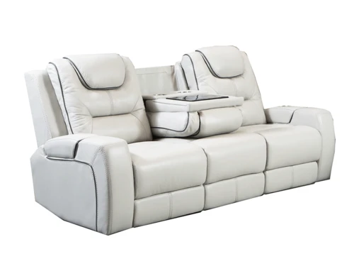 Tiger White Leather Power Recliner Sofa - Image 2