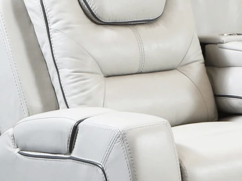 Tiger White Leather Power Recliner Sofa - Image 4