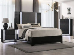 Aspen Black Queen Nightstand & Chest 3 Pcs Set