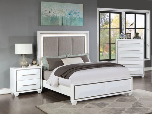 Soho White King Nightstand & Chest 3 Pcs Set
