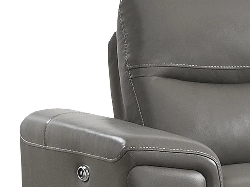 Alejah Gray Leather Power Recliner - Image 4