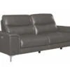 Alejah Gray Leather Power Recliner Sofa
