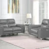 Alejah Gray Leather Power Recliner Sofa & Chair 2 Pcs Set