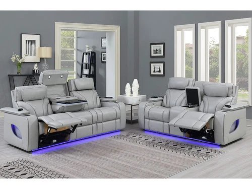 Keli Gray Zero Gravity Leather Power Recliner 2 Pcs Set