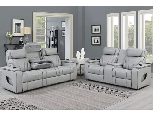 Keli Gray Zero Gravity Leather Power Recliner 2 Pcs Set - Image 2