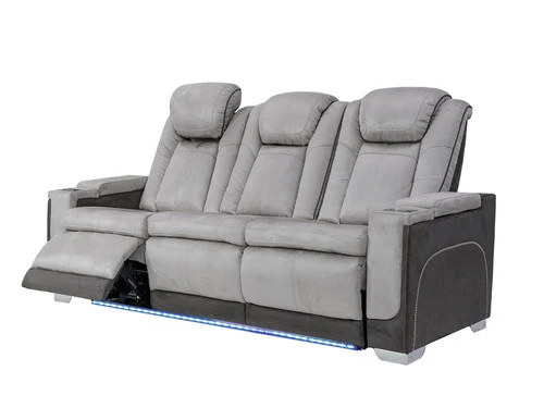 Mirapella Gray Dual Power Recliner Sofa - Image 3