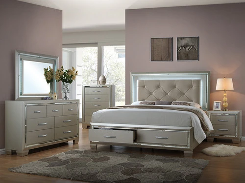 Platinum Storage Queen Bedroom 4pcs Set