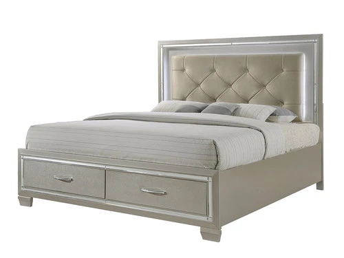 Platinum Storage Queen Bedroom 4pcs Set - Image 2