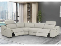 Kerala Gray Leather 2 Dual Power Recliner 4 Pcs Sectional