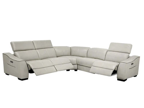 Kerala Gray Leather 3 Dual Power Recliner 5 Pcs Sectional - Image 2