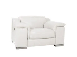 Manali White Dual Power Leather Recliner