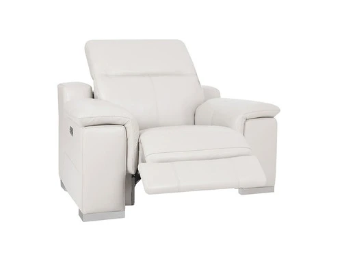 Manali White Dual Power Leather Recliner - Image 2