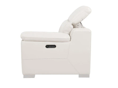 Manali White Dual Power Leather Recliner - Image 4