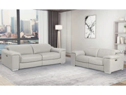 Manali Gray Leather Dual Power Recliner 2 Pcs Set