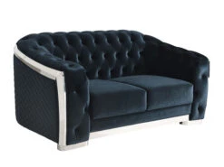 Carlotta Black Velvet Loveseat