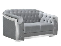 Carlotta Silver Velvet Loveseat