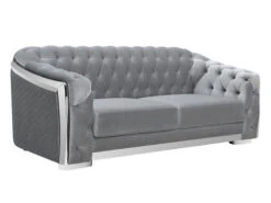Carlotta Silver Velvet Sofa