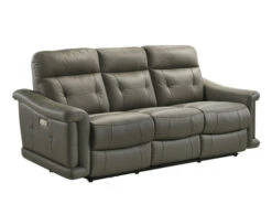 Sammit Grey Leather Power Sofa