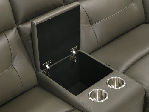 Sammit Grey Leather 2 Power Recliner 6 Pcs Sectional - Image 3