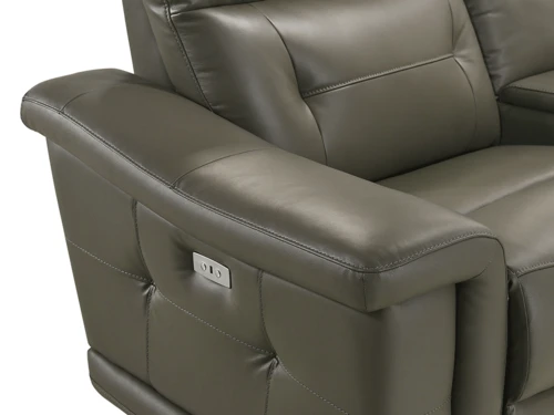 Sammit Grey Leather 2 Power Recliner 6 Pcs Sectional - Image 4