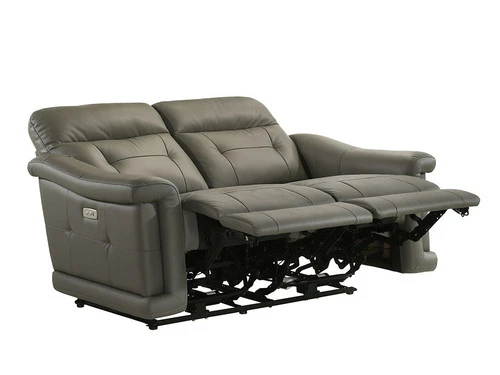 Sammit Grey Leather Power Recliner 2 Pcs Set - Image 3
